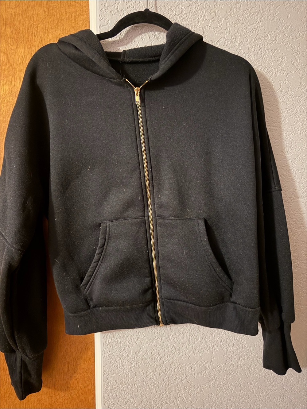 Black Oversized Zip-Up Hoodie Jacket | Size Medium | Minimalist Athleisure